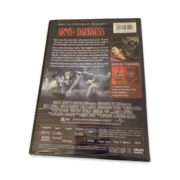 Army of Darkness DVD: Widescreen Edition: Bruce Campbell: Sealed: Horror - Picture 2 of 2